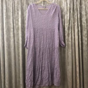 A new day target lavender lilac floral print midi dress tiered rayon cmcoving